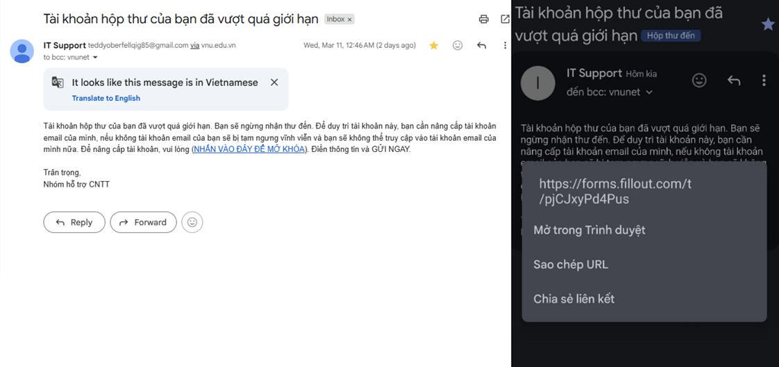 Email giả mạo IT Support